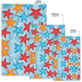 Blue Red Orange Starfish Pattern Area Rug