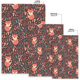 Fox Leaves Mushroom Pattern Area Rug