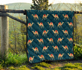 Camel Pattern Blue Blackground Premium Quilt