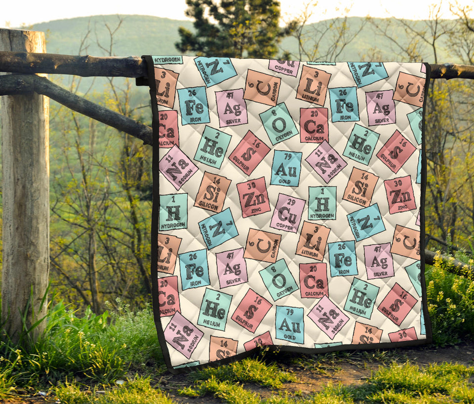 Chemistry Periodic Table Pattern Print Design 02 Premium Quilt