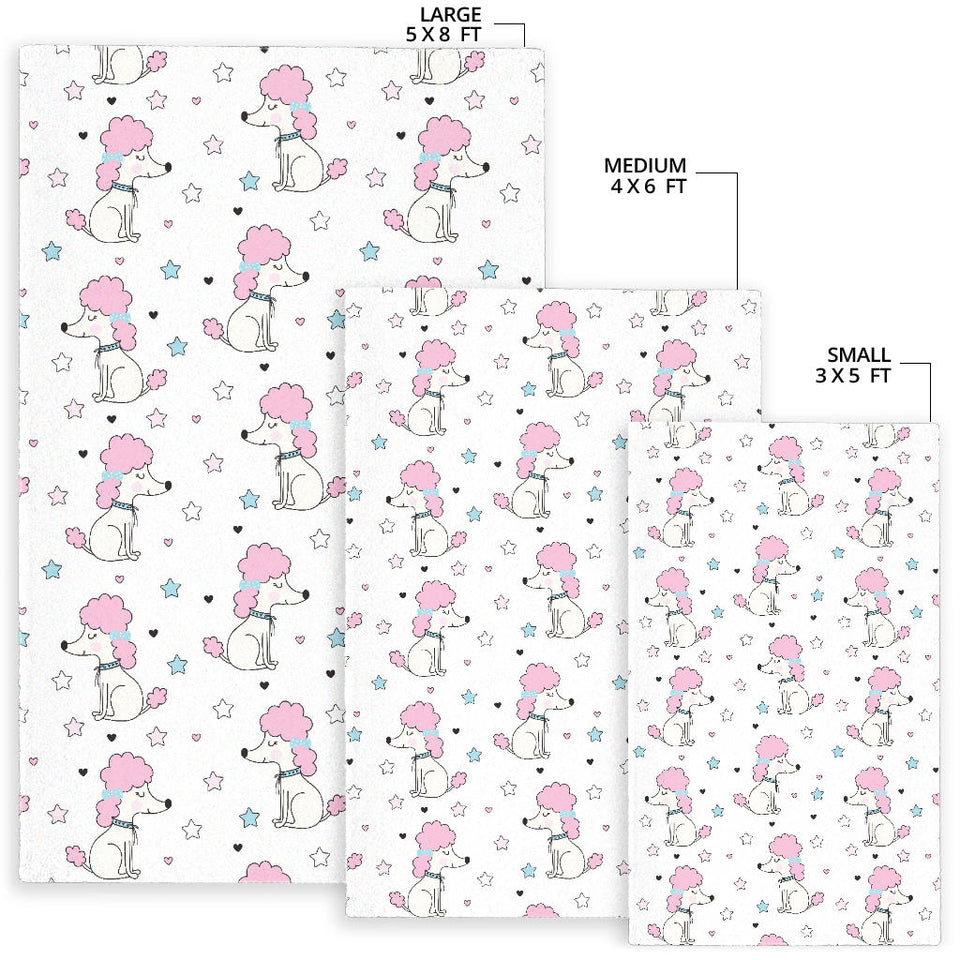 Cute Poodle Dog Star Pattern Area Rug