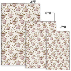 Tea Pots Pattern Print Design 03 Area Rug