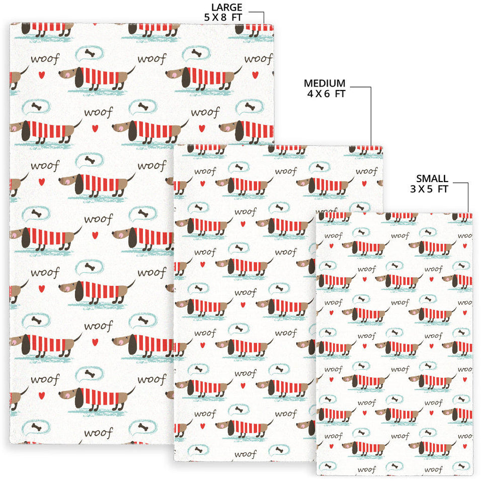 Cute Dachshund Bone Pattern Area Rug