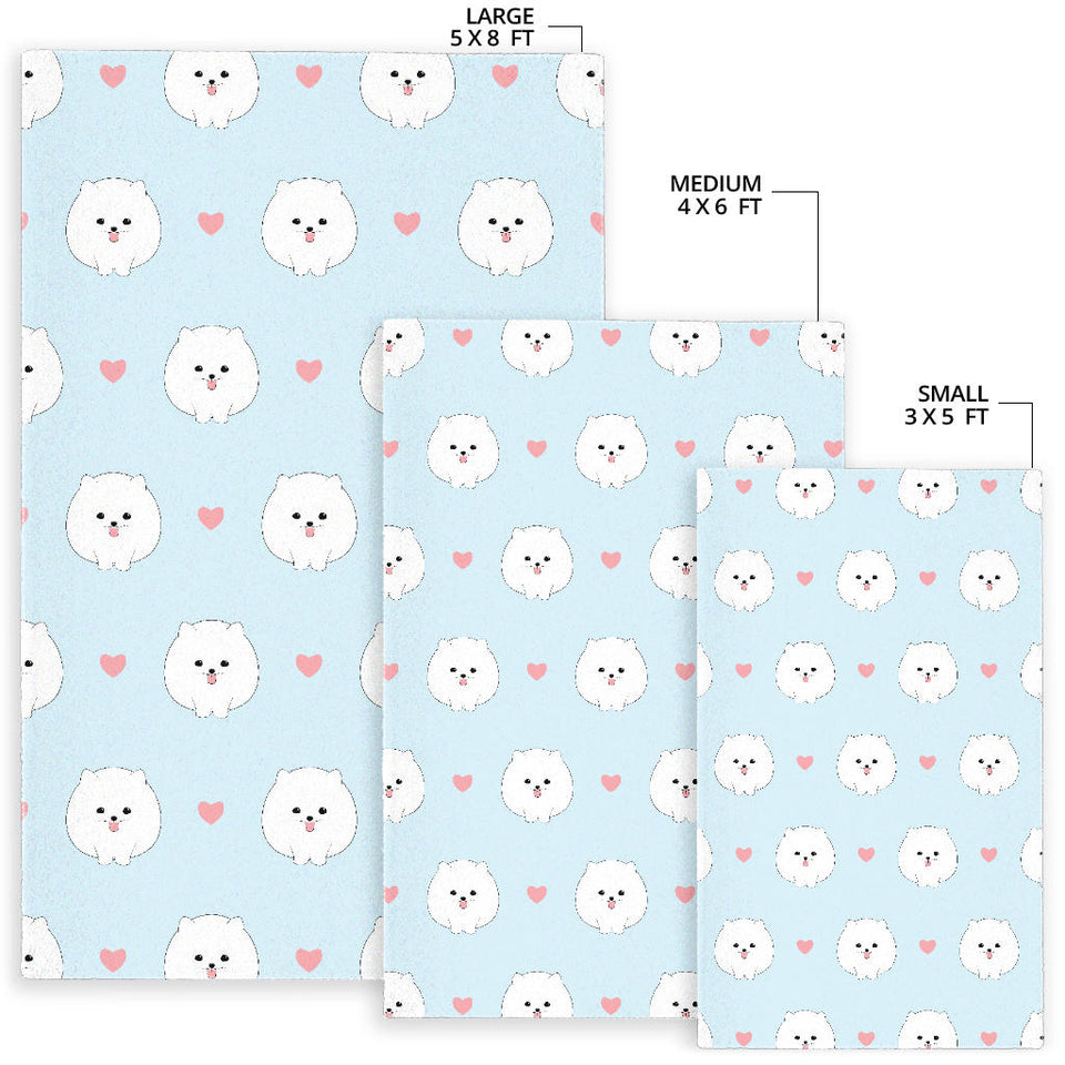 White Cute Pomeranian Pattern Area Rug