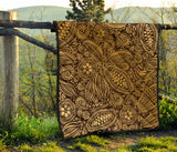 Cocoa Beans Tribal Polynesian Pattern Background Premium Quilt