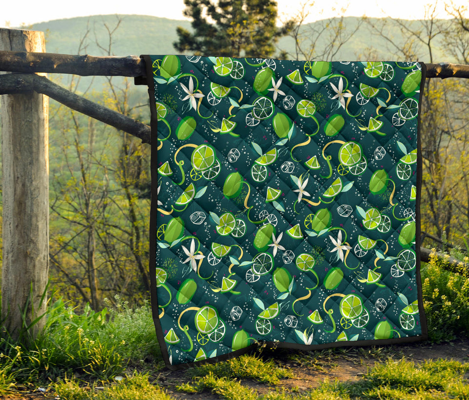 Lime Ice Flower Pattern Premium Quilt