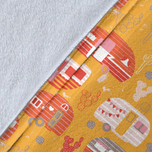 Camper Van Pattern Print Design 04 Premium Blanket
