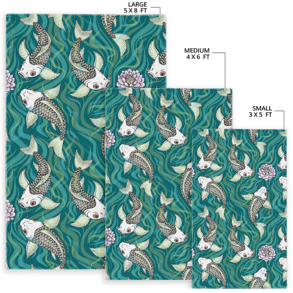 Koi Fish Carp Fish Lotus Pattern Area Rug