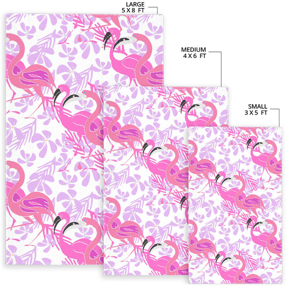 Pink Flamingo Flower Pattern Area Rug