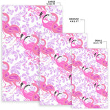 Pink Flamingo Flower Pattern Area Rug