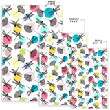 Dragonflies Ginkgo Leaves Pattern Area Rug