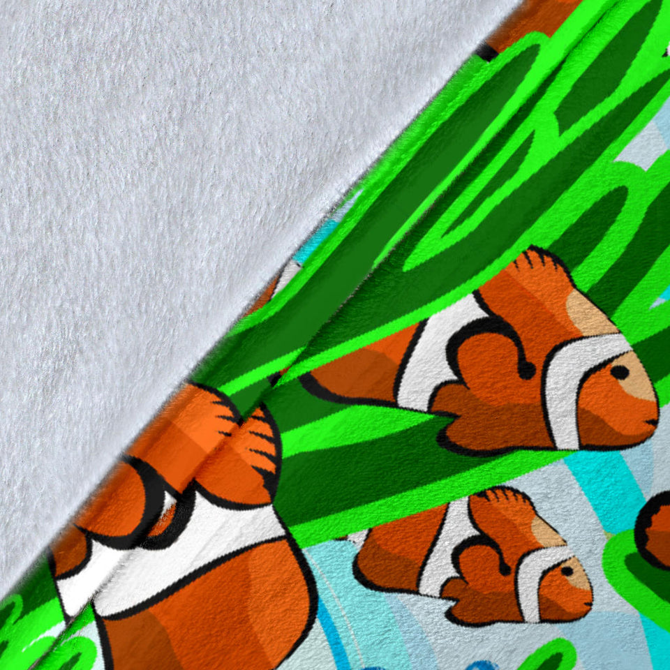 Clown Fish Pattern Print Design 01 Premium Blanket