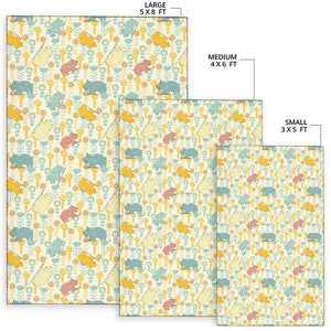 Hippopotamus Pattern Print Design 04 Area Rug