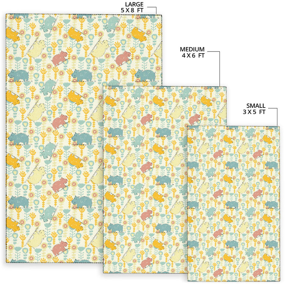Hippopotamus Pattern Print Design 04 Area Rug