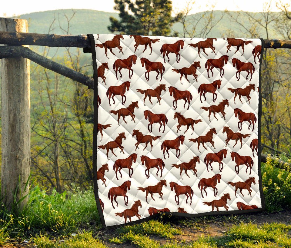 Horses Running Pattern Background Premium Quilt