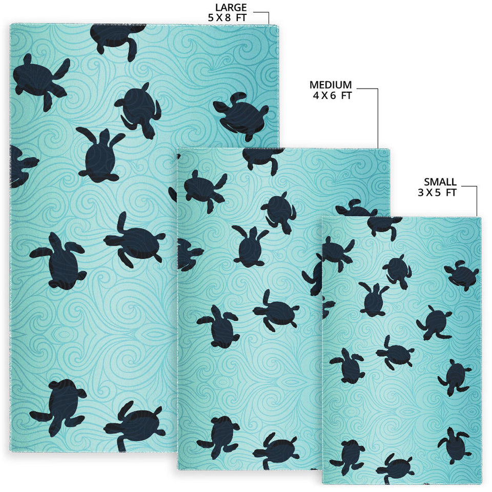 Sea Turtle With Blue Ocean Backgroud Area Rug