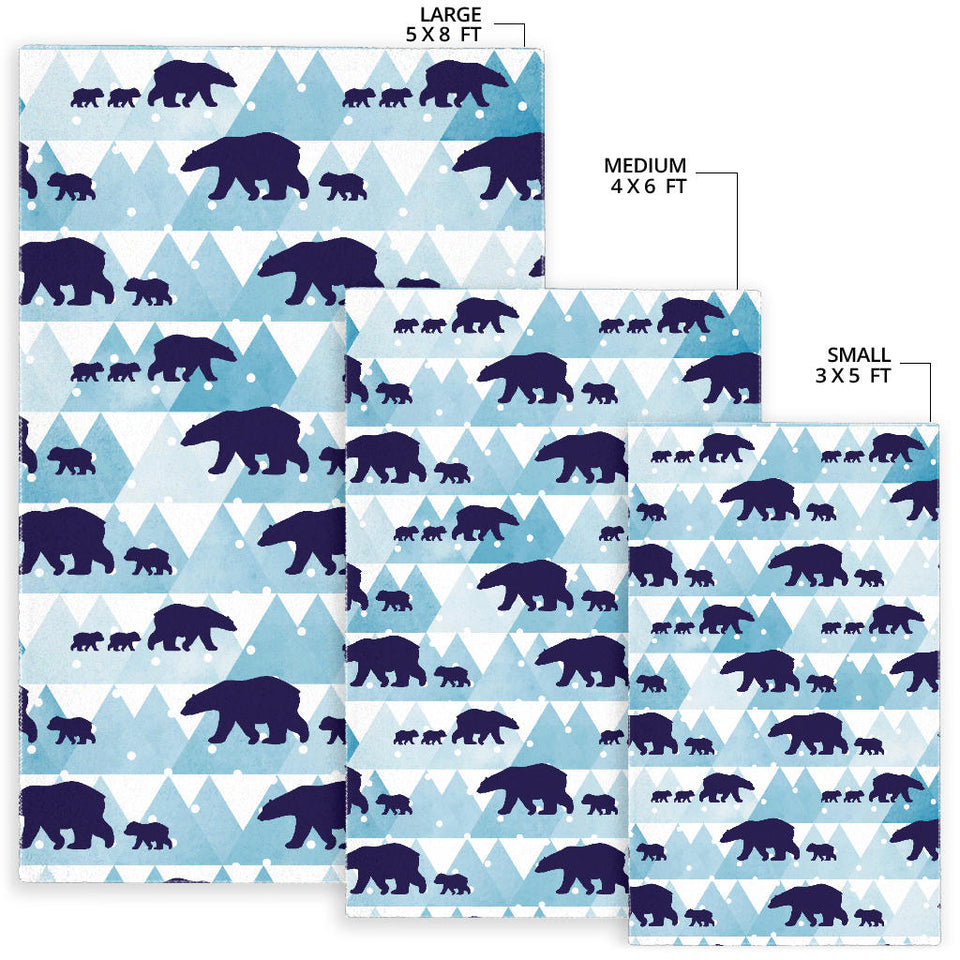 Polar Bear Winter Snow Pattern Area Rug