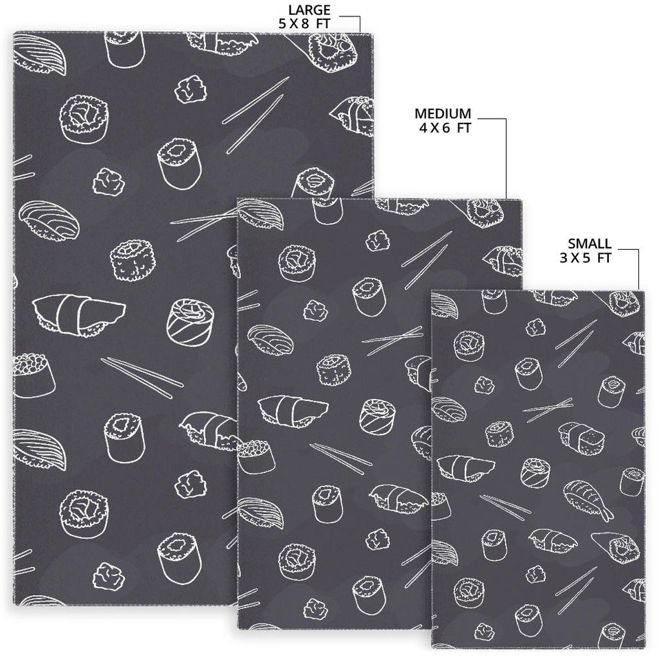 Sushi Pattern Black Background Area Rug