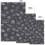 Sushi Pattern Black Background Area Rug