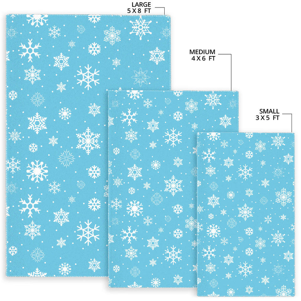 Snowflake Pattern Blue Background Area Rug