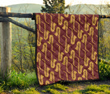 Hand Drawn Gold Saxophone Red Background  Premium Quilt