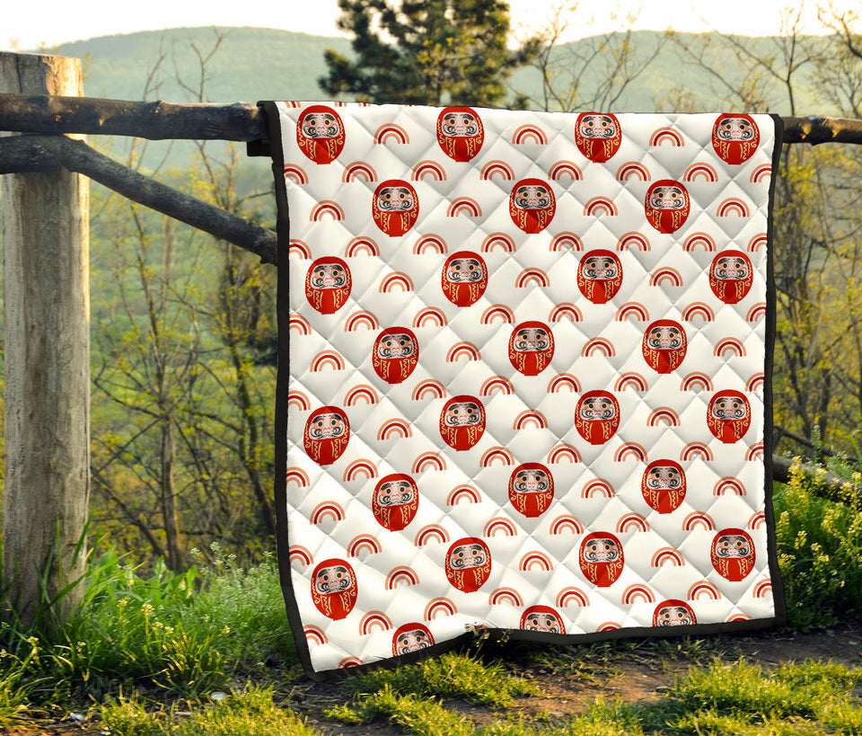 Daruma Japanese Wooden Doll Design Pattern Premium Quilt