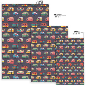 Camper Van Pattern Print Design 02 Area Rug
