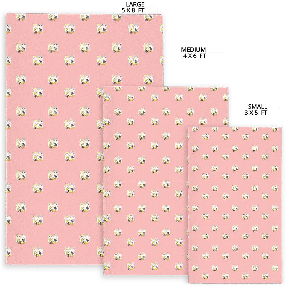 Cute Hamster Cheese Pattern Pink Background Area Rug