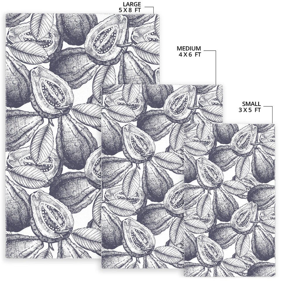 Guava Tropical Hand Drawn Pattern Area Rug