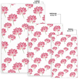 Pink Lotus Waterlily Pattern Area Rug
