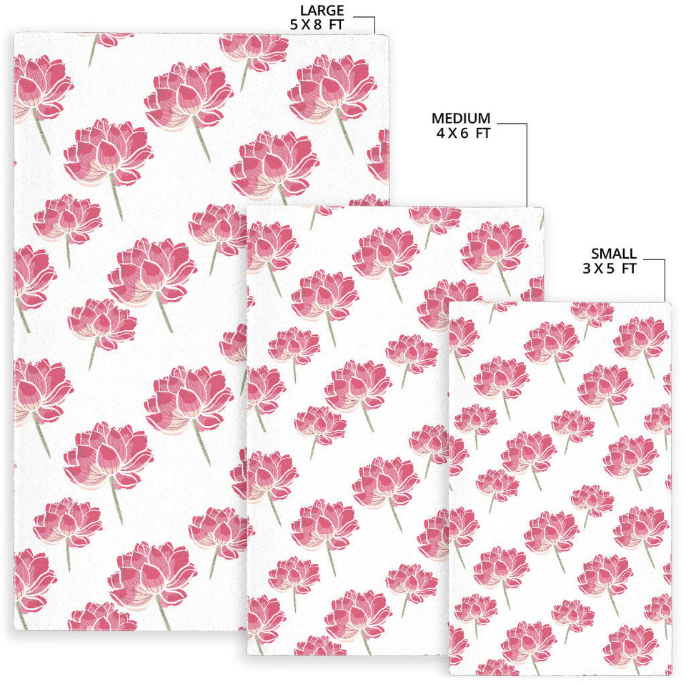Pink Lotus Waterlily Pattern Area Rug