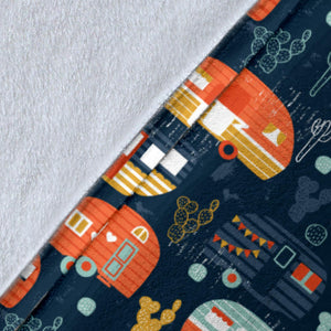 Camper Van Pattern Print Design 05 Premium Blanket