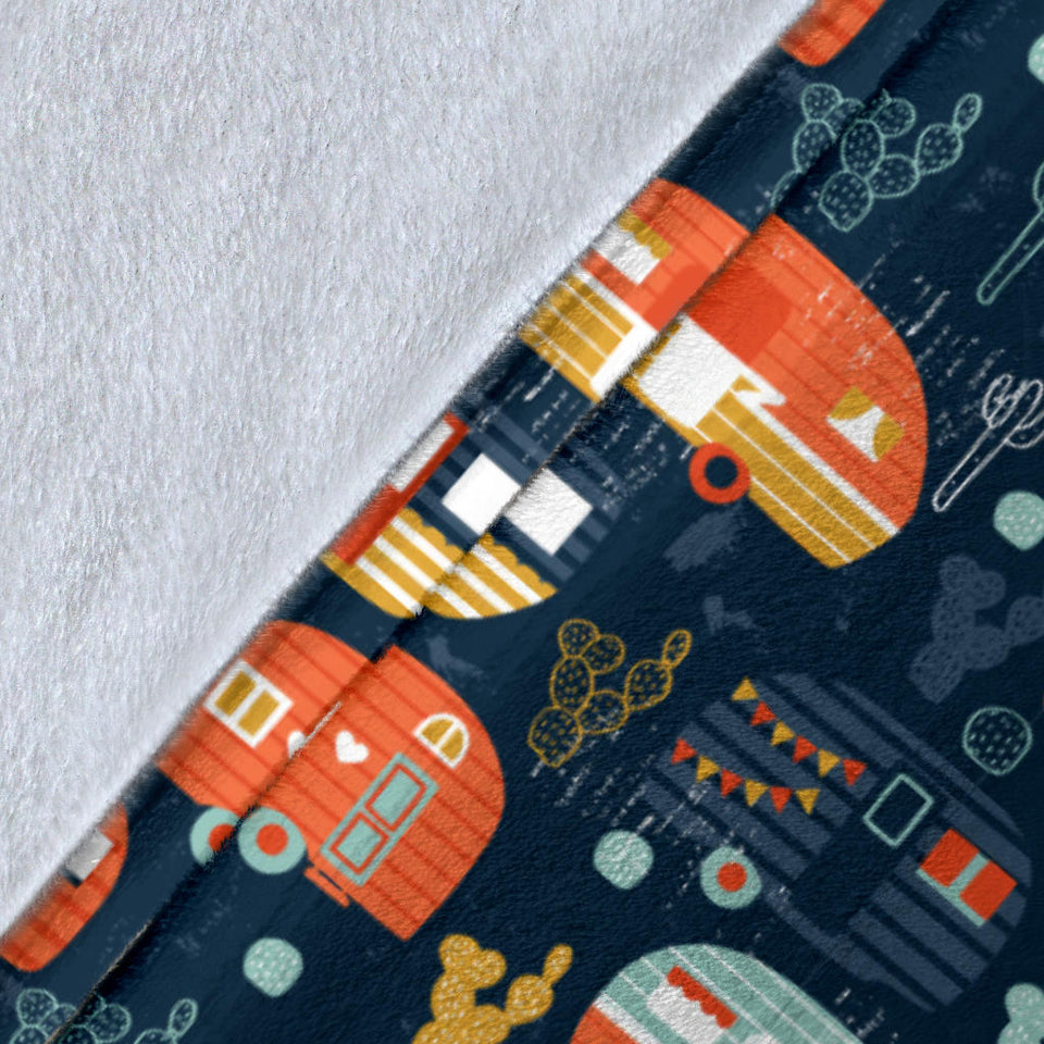 Camper Van Pattern Print Design 05 Premium Blanket