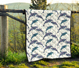 Dolphins Pattern Dotted Background Premium Quilt