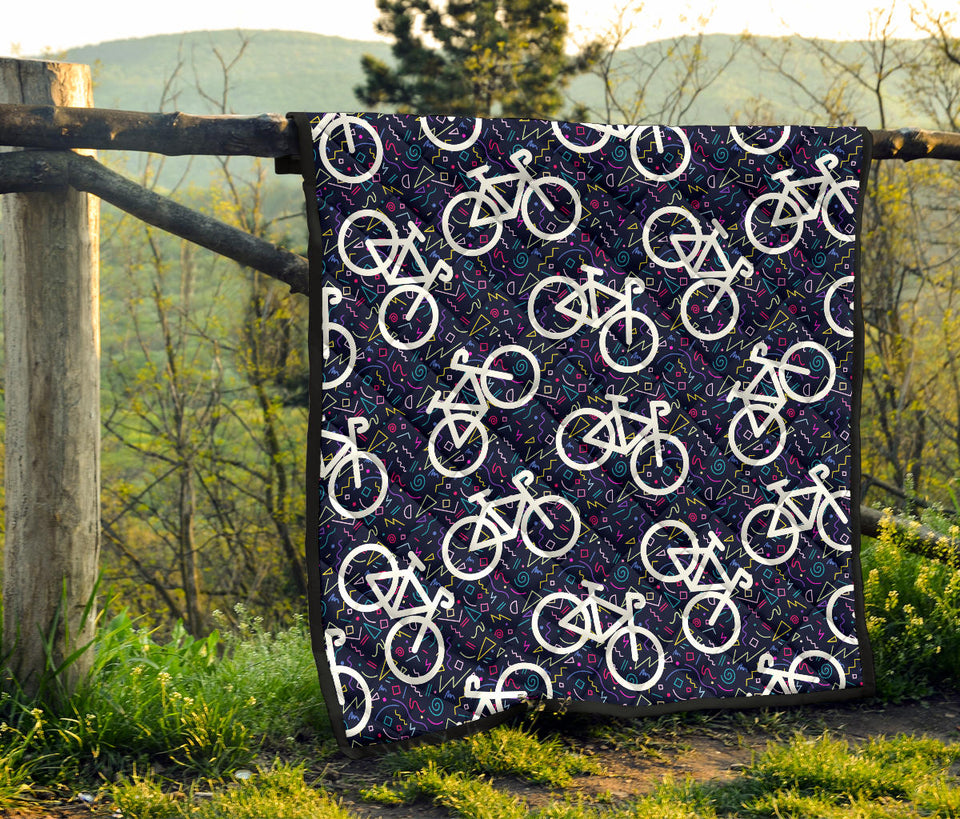 Bicycle Pattern Print Design 03 Premium Quilt