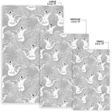 White Swan Gray Background Area Rug