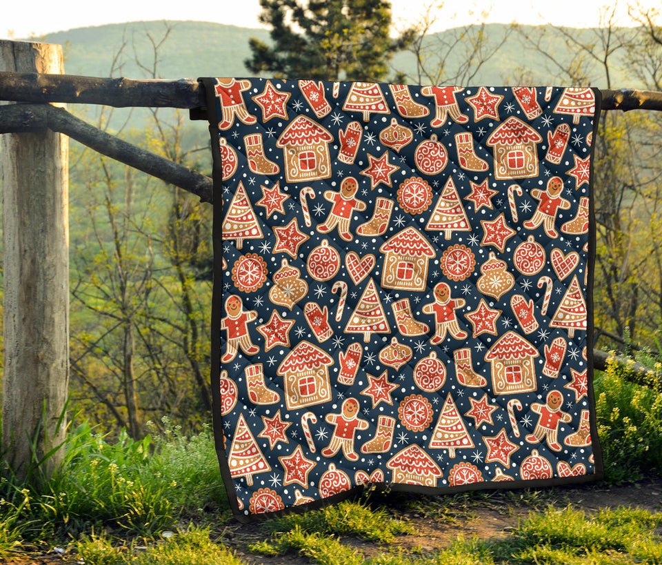 Christmas Gingerbread Cookie Pattern Premium Quilt