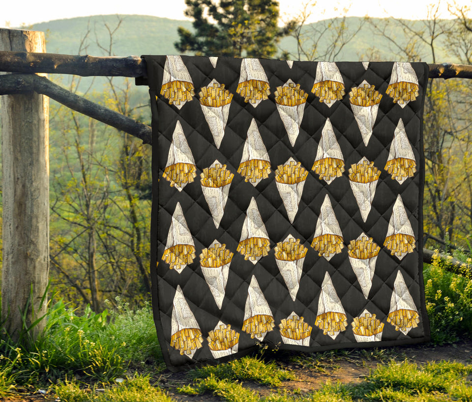 French Fries Dark Background Premium Quilt