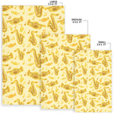 Saxophone Cornet Pattern Yellow Background Area Rug