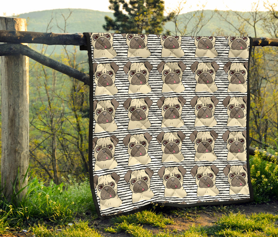 Happy Pug Pattern Premium Quilt
