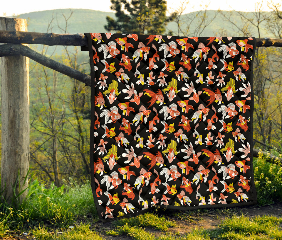 Goldfish Pattern Print Design 03 Premium Quilt