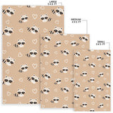 Cute Raccoon Heart Pattern Area Rug
