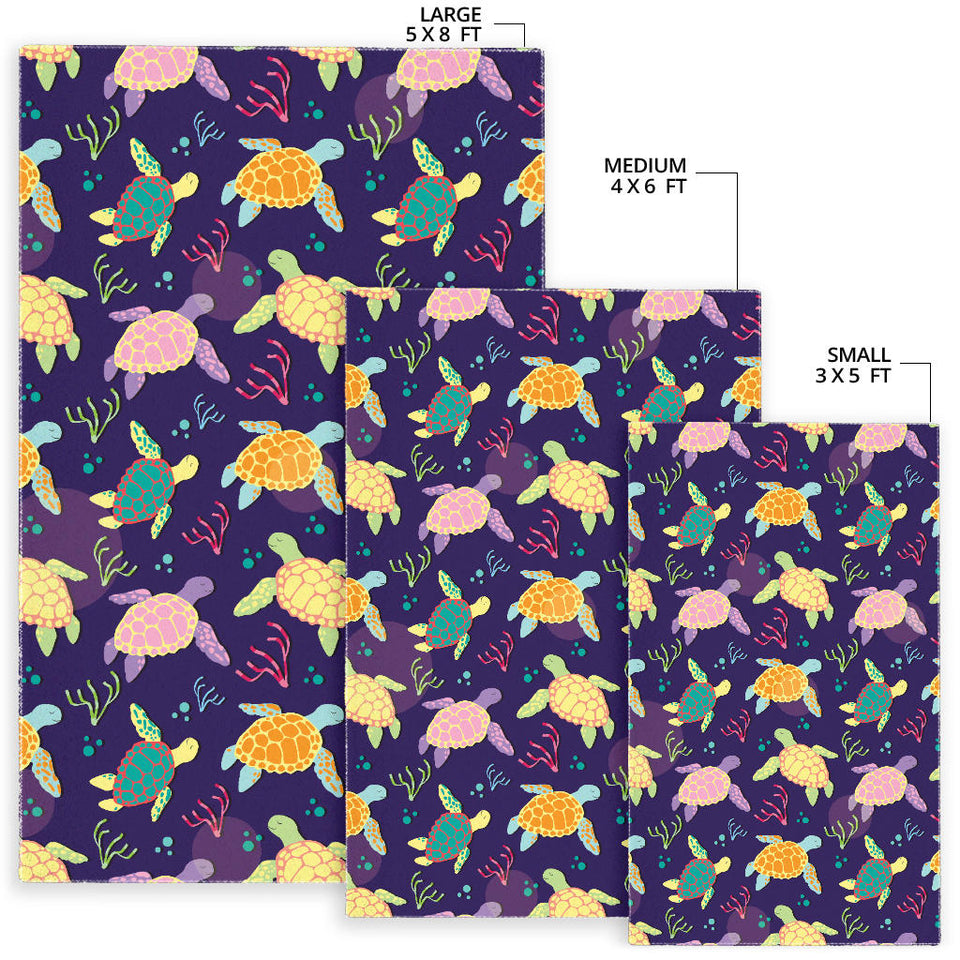 Colorful Sea Turtle Pattern Area Rug
