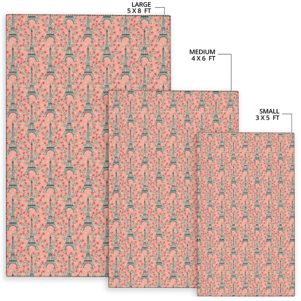 Eiffel Tower Flower Background Pattern Print Design 03 Area Rug