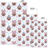 Cute Pug Hat Rabbit Costume Pattern Area Rug