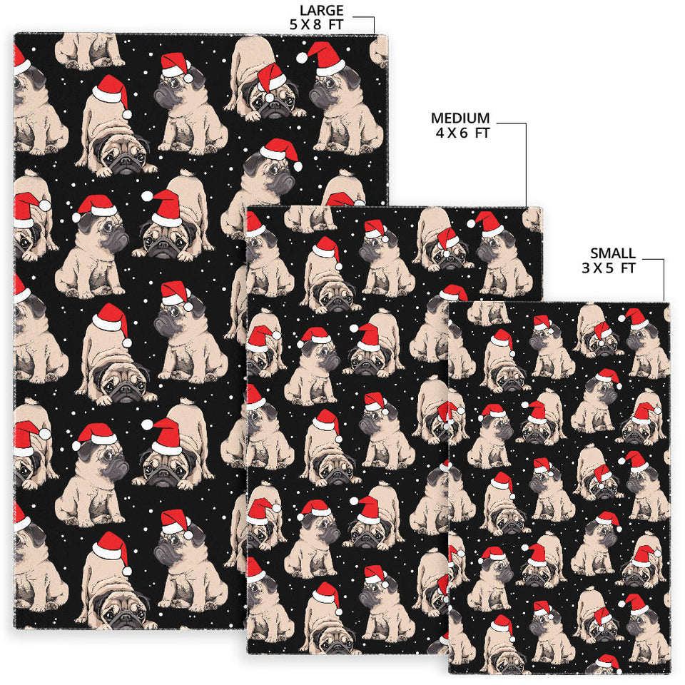 Christmas Pugs Santa_S Red Cap Pattern Area Rug