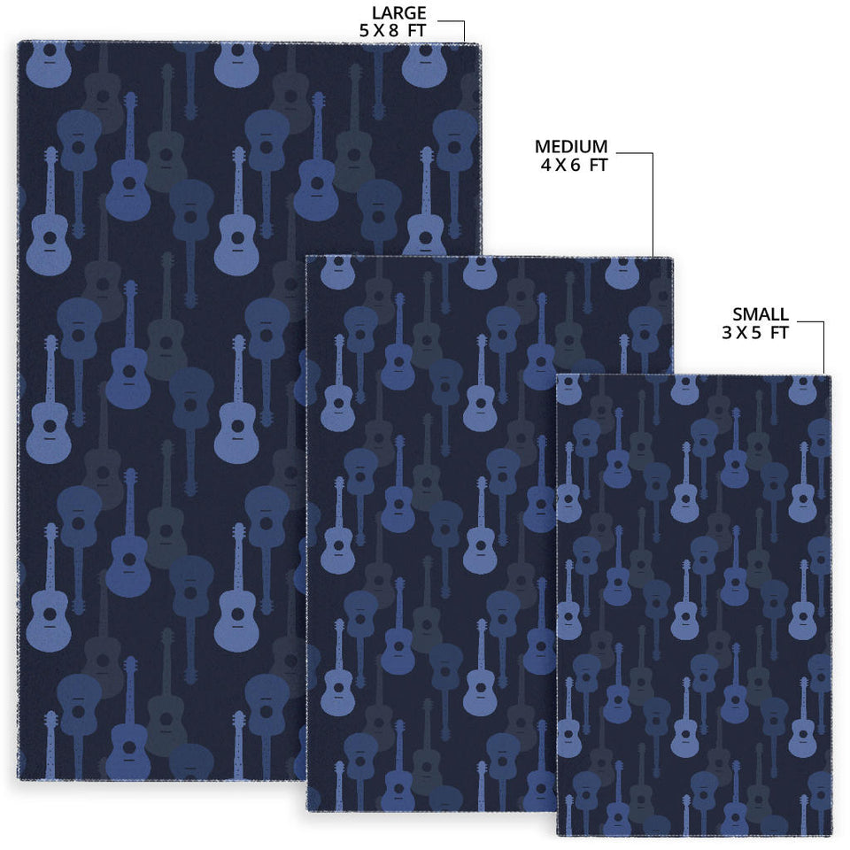 Blue Theme Guitar Pattern Area Rug
