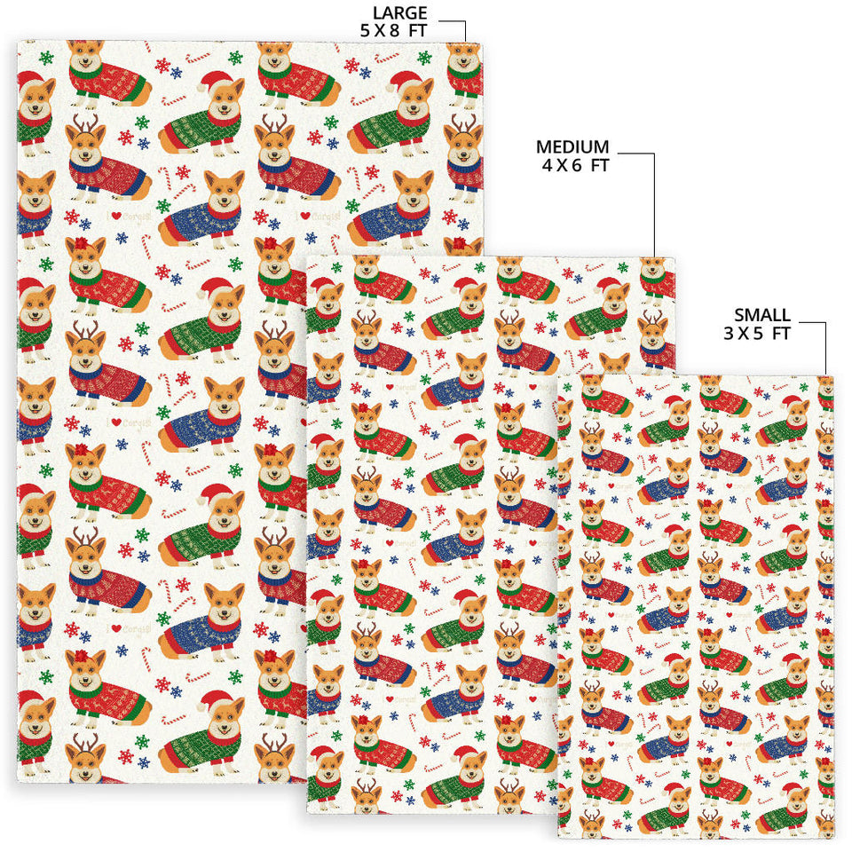Corgi Christmas Pattern Area Rug