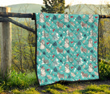 Christmas Cute Siberian Husky Puppie Pattern Premium Quilt