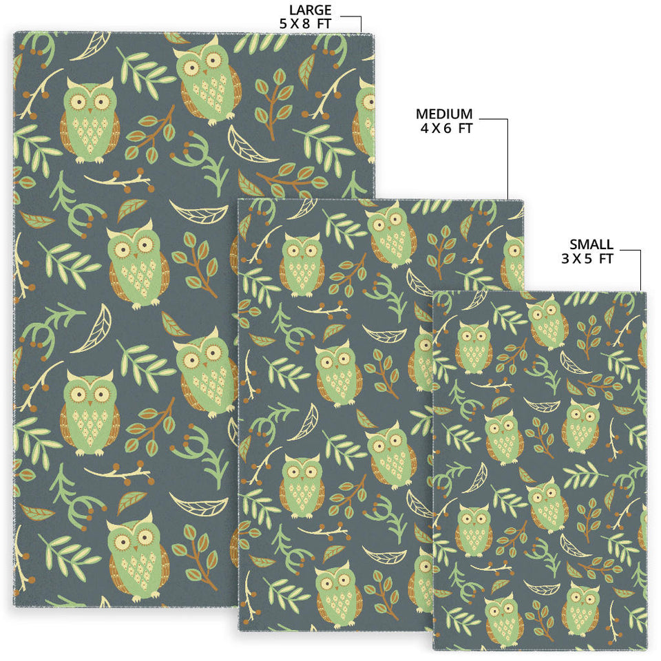 Cute Owls Leaves Pattern Area Rug